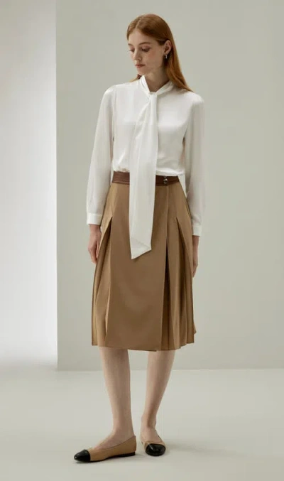 Lilysilk Bow-tie Neck Silk Blouse In Natural White