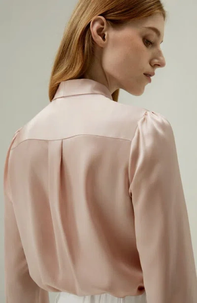 Lilysilk Bow-tie Neck Silk Blouse In Pale Pink