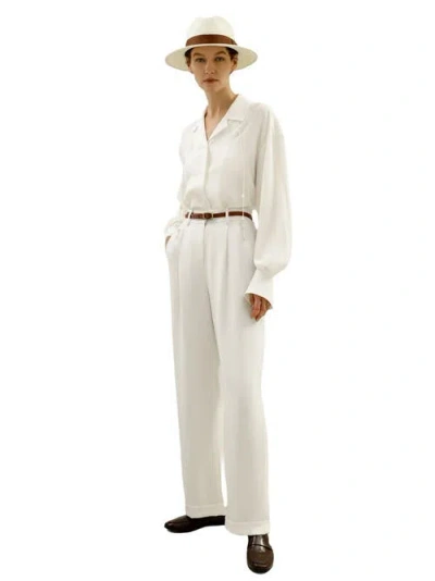 Lilysilk Tie-detailed Silk Blouse Shirts In Natural White