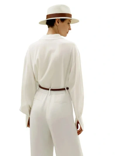 Lilysilk Tie-detailed Silk Blouse Shirts In Natural White