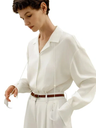 Lilysilk Tie-detailed Silk Blouse Shirts In Natural White