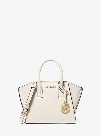Michael Kors Avril Extra-small Leather And Suede Satchel In Natural