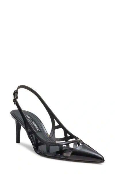 Dolce & Gabbana Pointed-toe Lace-panelled Pumps In Nero