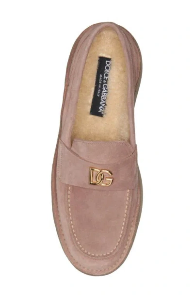 Dolce & Gabbana Logo-lettering Loafers In Pink