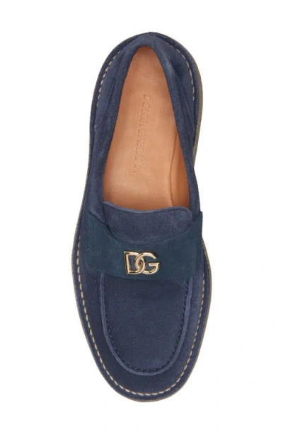 Dolce & Gabbana Dg Suede Loafers In Blue
