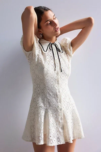 Kimchi Blue Aubrey Lace Collared Dress In Ivory, Women's At Urban Outfitters In Multi