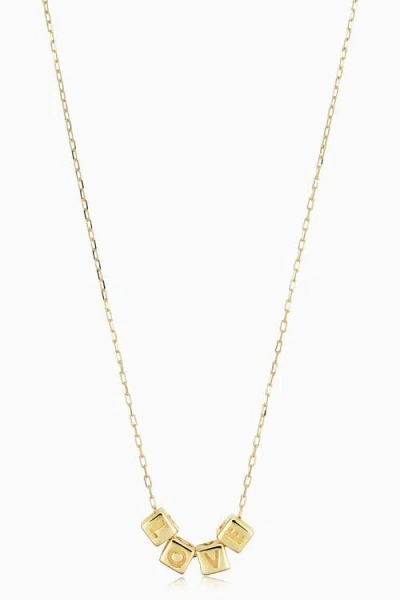Oradina 14k Yellow Gold Love Cubed Necklace In Yellow Gold