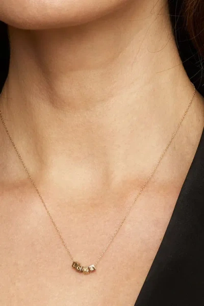 Oradina 14k Yellow Gold Love Cubed Necklace In Yellow Gold
