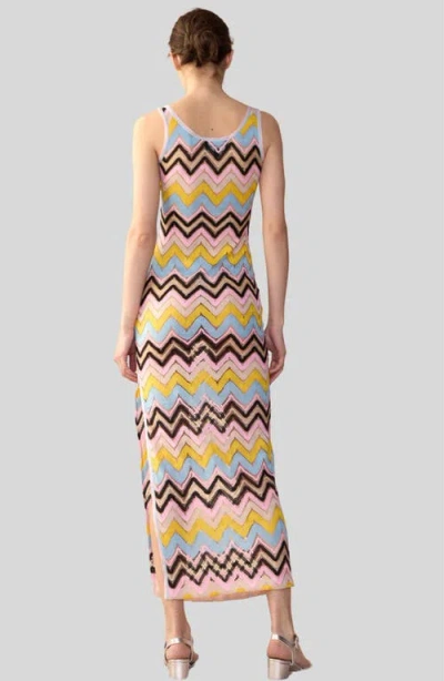 Cynthia Rowley Zig-zag Crochet Maxi Tank Dress In Yellow Multi