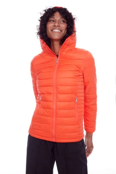 Alpine North Yoho Ladies' Women's Vegan Down (recycled) Lightweight Packable Puffer In Tangerine