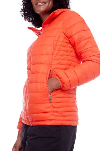 Alpine North Yoho Ladies' Women's Vegan Down (recycled) Lightweight Packable Puffer In Tangerine