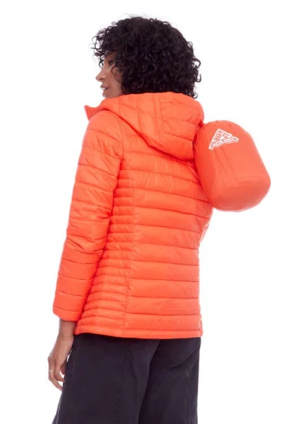 Alpine North Yoho Ladies' Women's Vegan Down (recycled) Lightweight Packable Puffer In Tangerine