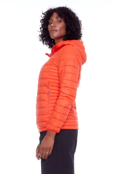 Alpine North Yoho Ladies' Women's Vegan Down (recycled) Lightweight Packable Puffer In Tangerine