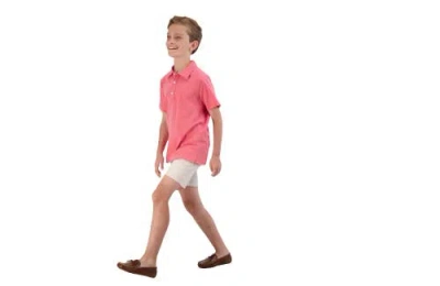 Busy Bees Short Sleeve Polo In Red Mini Navy Stripe
