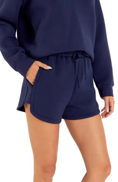 Grey Lab Tie Waist Scuba Shorts In Navy