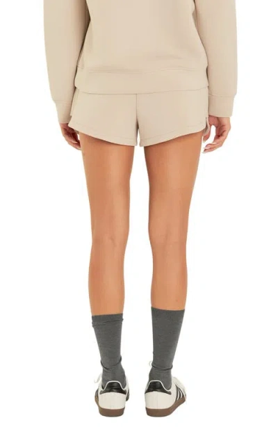 Grey Lab Tie Waist Scuba Shorts In Taupe