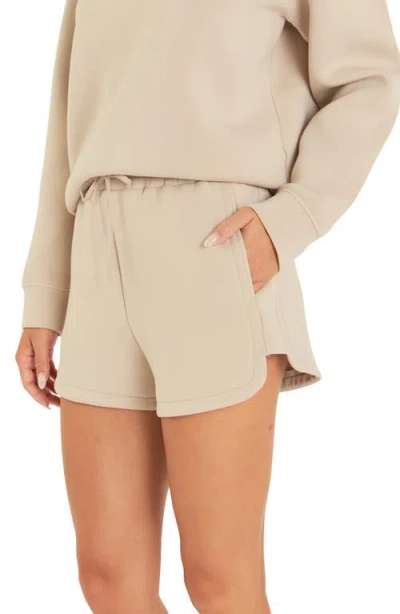 Grey Lab Tie Waist Scuba Shorts In Taupe
