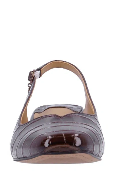 J. Reneé Taveta Croc Embossed Slingback Pump In Brown