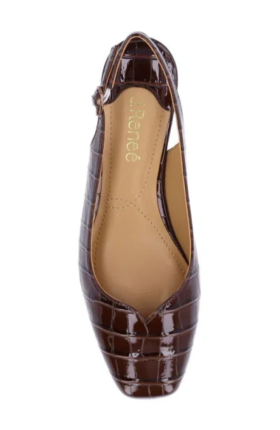J. Reneé Taveta Croc Embossed Slingback Pump In Brown