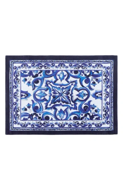 Dolce & Gabbana Dolce&gabbana Blu Meditteraneo Linen Placemat & Napkin Set In Medium Blue