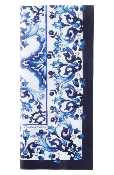 Dolce & Gabbana Dolce&gabbana Blu Meditteraneo Linen Placemat & Napkin Set In Medium Blue