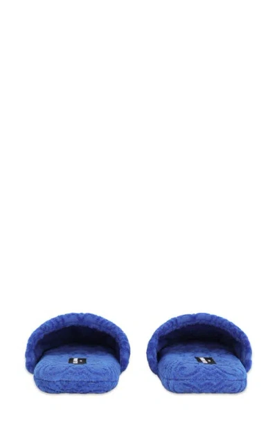 Dolce & Gabbana Dolce&gabbana Dg Logo Jacquard Cotton Terry Cloth Scuff Slipper In Blue