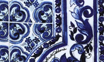 Dolce & Gabbana Blue Mediterraneo Print Cotton Beach Towel In Bright Blue