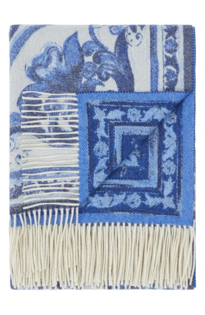 Dolce & Gabbana Dolce&gabbana Blu Meditteraneo Cashmere Throw Blanket In Navy