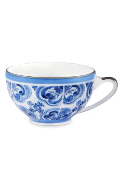 Dolce & Gabbana Dolce&gabbana Blu Meditteraneo Fiore Piccolo Espresso Cup & Saucer Set In Navy