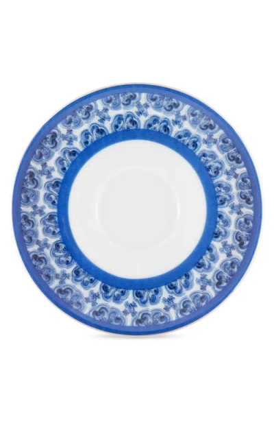 Dolce & Gabbana Dolce&gabbana Blu Meditteraneo Fiore Piccolo Espresso Cup & Saucer Set In Navy