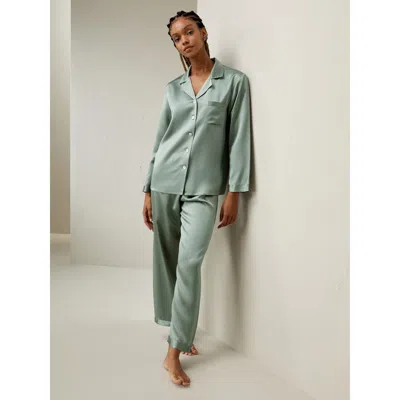Lilysilk 22 Momme Full Length Silk Pajamas Set In Avocado Green