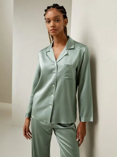Lilysilk 22 Momme Full Length Silk Pajamas Set In Avocado Green