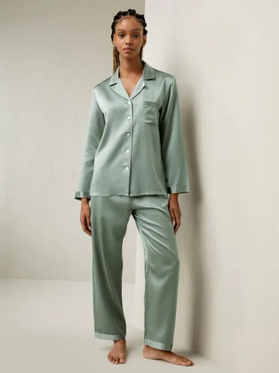 Lilysilk 22 Momme Full Length Silk Pajamas Set In Avocado Green