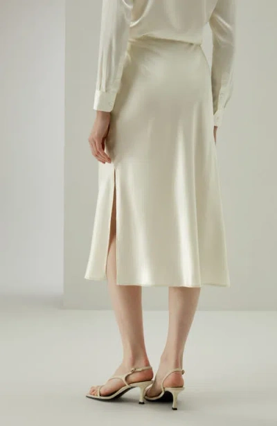 Lilysilk Minimalist Aesthetic Silk Poppy Skirt In Lily White