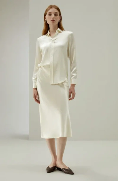 Lilysilk Minimalist Aesthetic Silk Poppy Skirt In Lily White