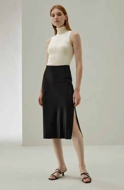 Lilysilk Minimalist Aesthetic Silk Poppy Skirt In Black
