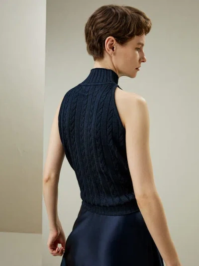 Lilysilk Wild Silk Sleeveless Sweater In Navy Blue