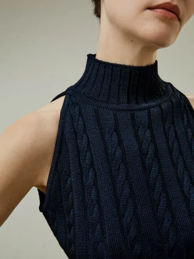 Lilysilk Wild Silk Sleeveless Sweater In Navy Blue