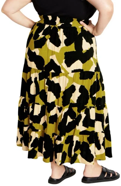 City Chic Piper Print Maxi Skirt In Downtown