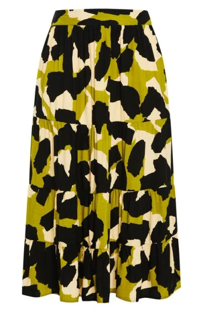 City Chic Piper Print Maxi Skirt In Downtown