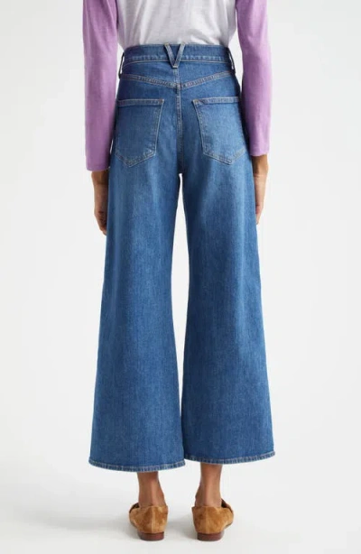 Veronica Beard Taylor High Rise Wide Leg Jeans In Bright Blue In Serendipity