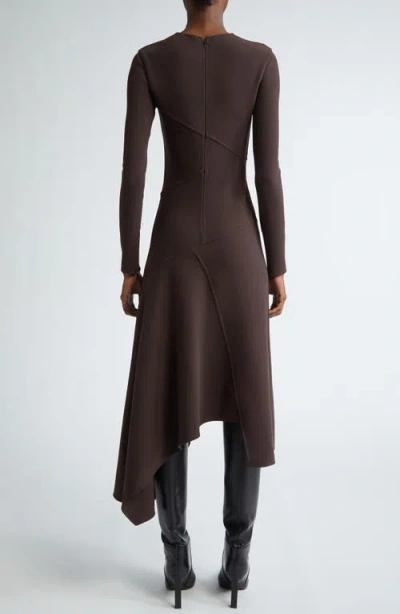 Michael Kors Long Sleeve Handkerchief Dress In Chocolate