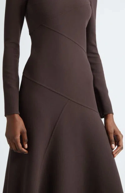 Michael Kors Long Sleeve Handkerchief Dress In Chocolate