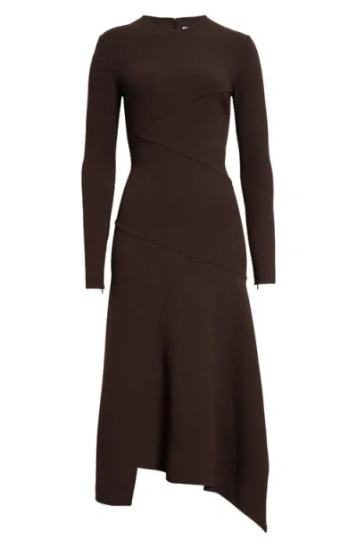Michael Kors Long Sleeve Handkerchief Dress In Chocolate