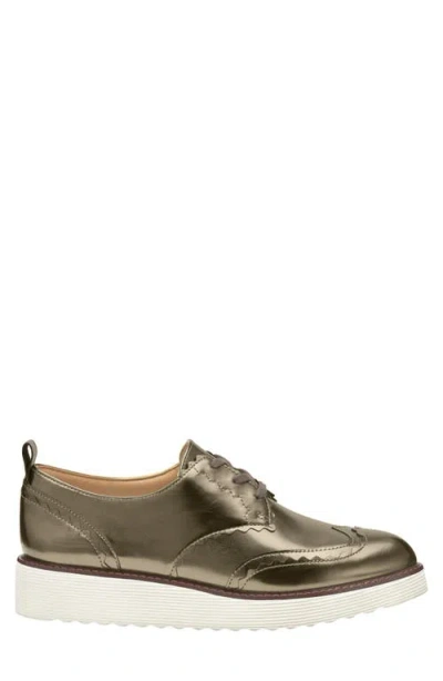 Johnston & Murphy Mitzi Wedge Metallic Derby In Bronze Metallic Sheepskin