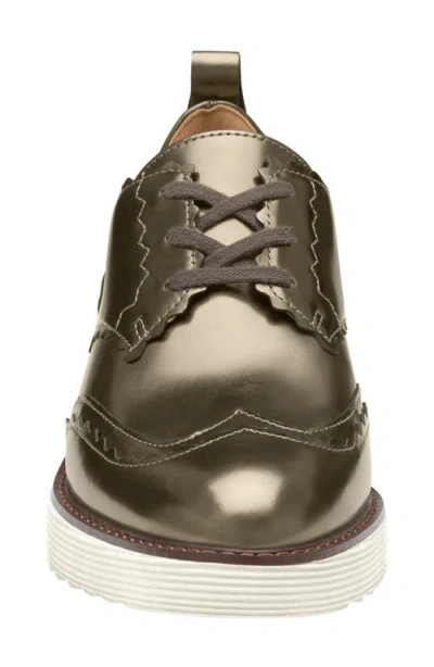 Johnston & Murphy Mitzi Wedge Metallic Derby In Bronze Metallic Sheepskin