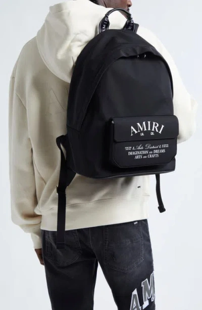 Amiri Black Backpack With Arts District Print In Tech Fabric Man In Black