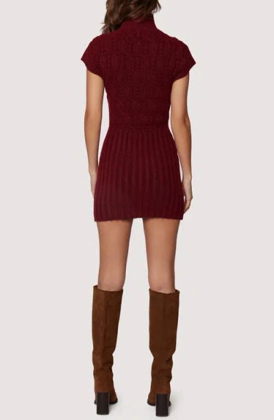 Lost + Wander Beatrice Mixed Stitch Sweater Minidress In Burgundy