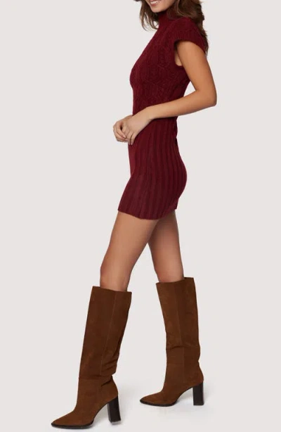 Lost + Wander Beatrice Mixed Stitch Sweater Minidress In Burgundy