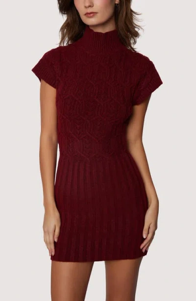 Lost + Wander Beatrice Mixed Stitch Sweater Minidress In Burgundy